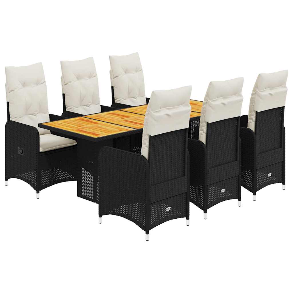 Set da Bistrò da Giardino 7 pz con Cuscini Nero in Polyrattan | homemem39