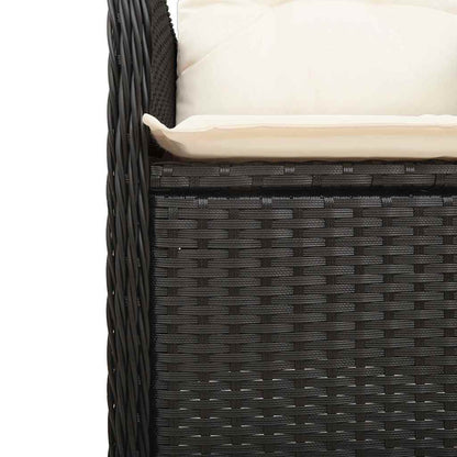 Set da Bistrò da Giardino 7 pz con Cuscini Nero in Polyrattan | homemem39