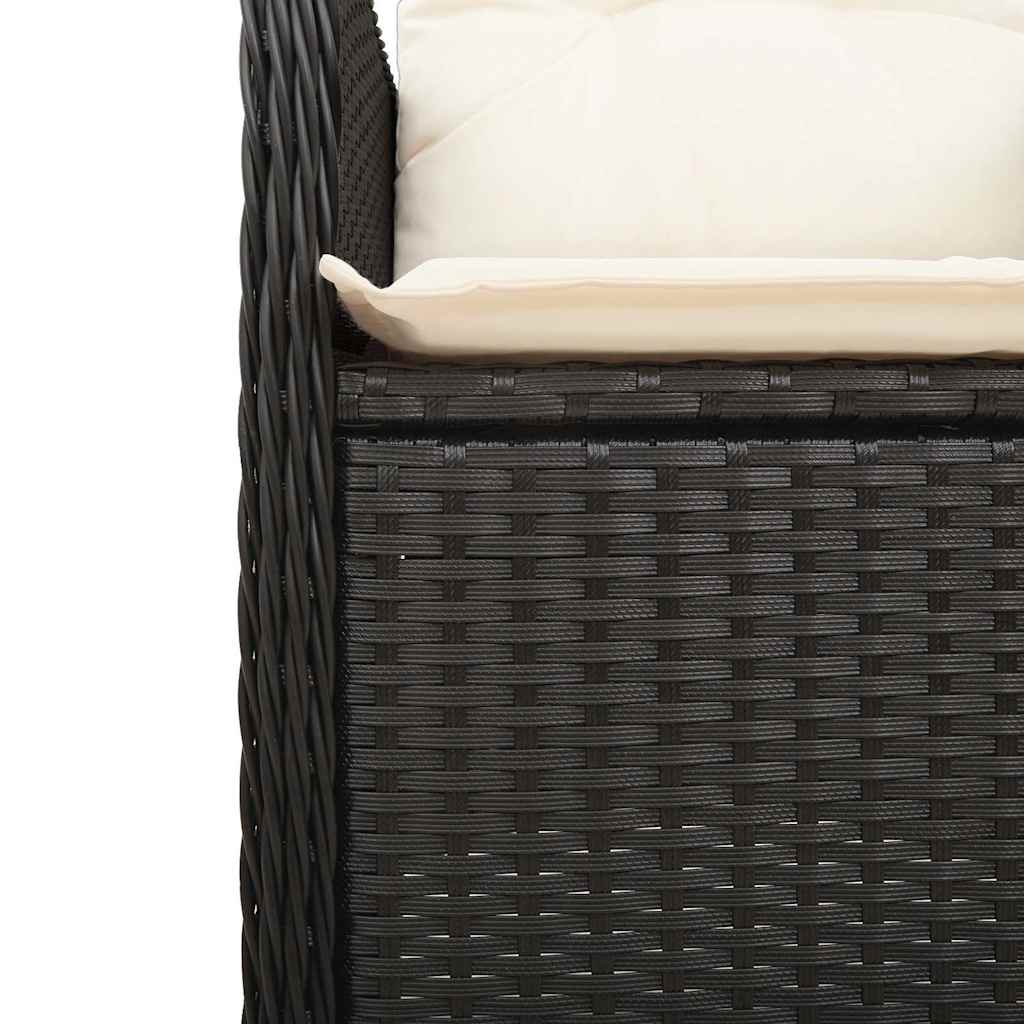 Set da Bistrò da Giardino 7 pz con Cuscini Nero in Polyrattan - homemem39