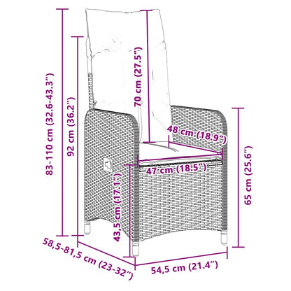Set da Bistrò da Giardino 7 pz con Cuscini Nero in Polyrattan - homemem39