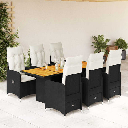 Set da Bistrò da Giardino 7 pz con Cuscini Nero in Polyrattan | homemem39