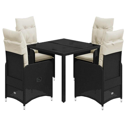 Set Bistrò da Giardino 5 pz con Cuscini in Polyrattan Nero - homemem39