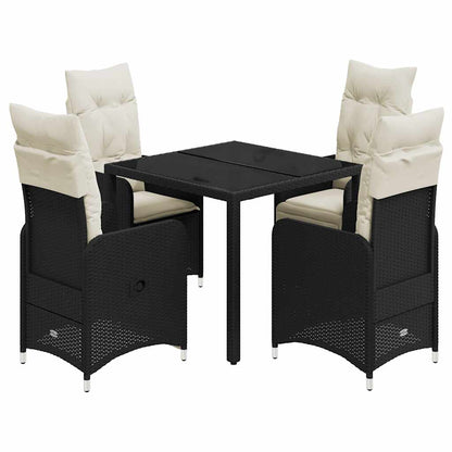 Set Bistrò da Giardino 5 pz con Cuscini in Polyrattan Nero | homemem39