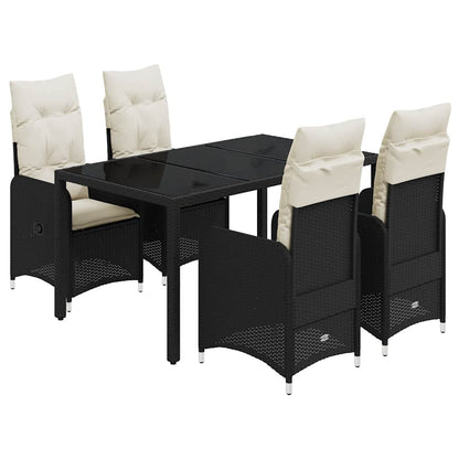 Set Bistrò da Giardino 5 pz con Cuscini in Polyrattan Nero | homemem39