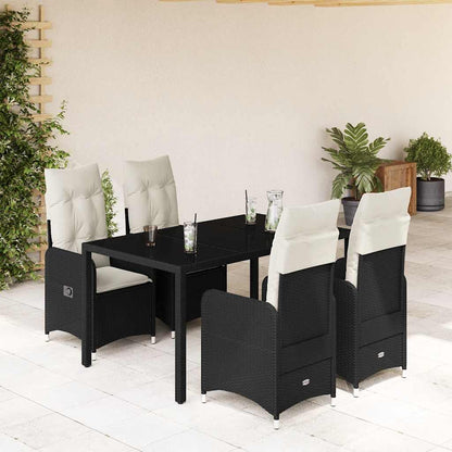 Set Bistrò da Giardino 5 pz con Cuscini in Polyrattan Nero | homemem39
