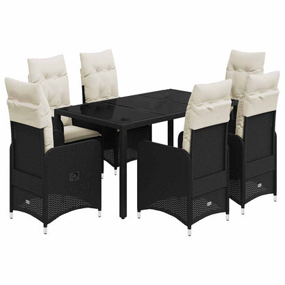 Set da Bistrò da Giardino 7 pz con Cuscini Nero in Polyrattan | homemem39