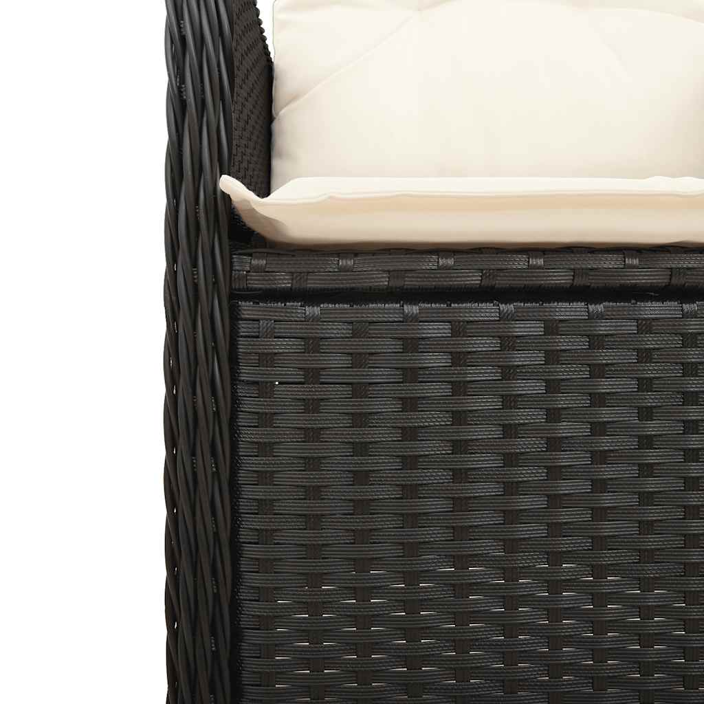 Set da Bistrò da Giardino 7 pz con Cuscini Nero in Polyrattan | homemem39