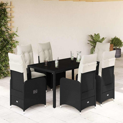 Set da Bistrò da Giardino 7 pz con Cuscini Nero in Polyrattan | homemem39