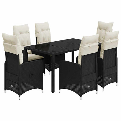 Set da Bistrò da Giardino 7 pz con Cuscini Nero in Polyrattan | homemem39
