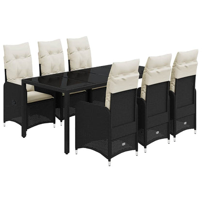 Set da Bistrò da Giardino 7 pz con Cuscini Nero in Polyrattan | homemem39