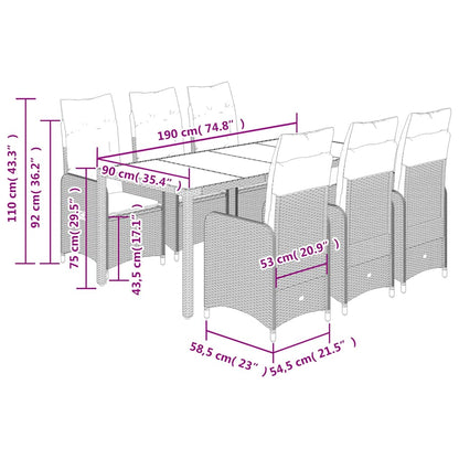 Set da Bistrò da Giardino 7 pz con Cuscini Nero in Polyrattan | homemem39