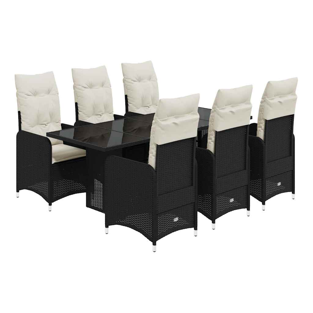 Set da Bistrò da Giardino 7 pz con Cuscini Nero in Polyrattan | homemem39