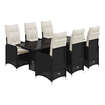 Set da Bistrò da Giardino 7 pz con Cuscini Nero in Polyrattan | homemem39