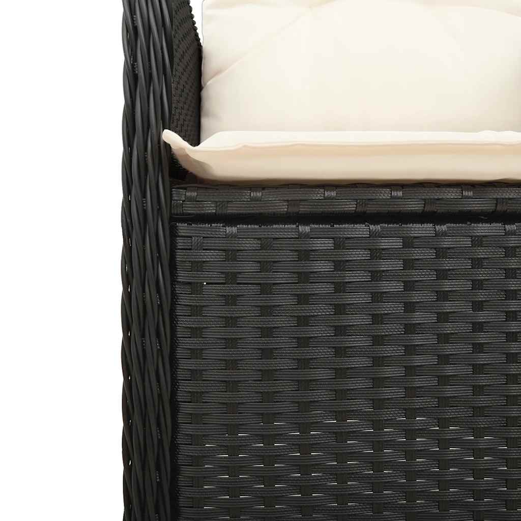 Set Bistrò da Giardino 9 pz con Cuscini in Polyrattan Nero | homemem39