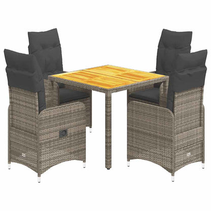 Set Bistrò da Giardino 5 pz con Cuscini in Polyrattan Grigio | homemem39