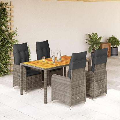 Set Bistrò da Giardino 5 pz con Cuscini in Polyrattan Grigio | homemem39