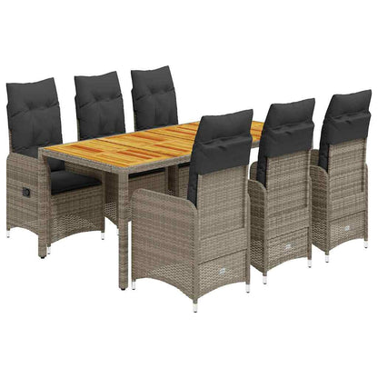 Set Bistrò da Giardino 7 pz con Cuscini in Polyrattan Grigio | homemem39