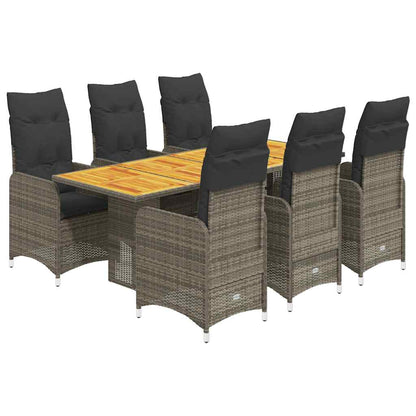 Set Bistrò da Giardino 7 pz con Cuscini in Polyrattan Grigio | homemem39