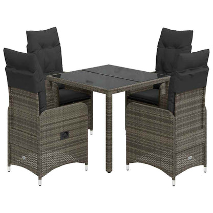 Set Bistrò da Giardino 5 pz con Cuscini in Polyrattan Grigio | homemem39