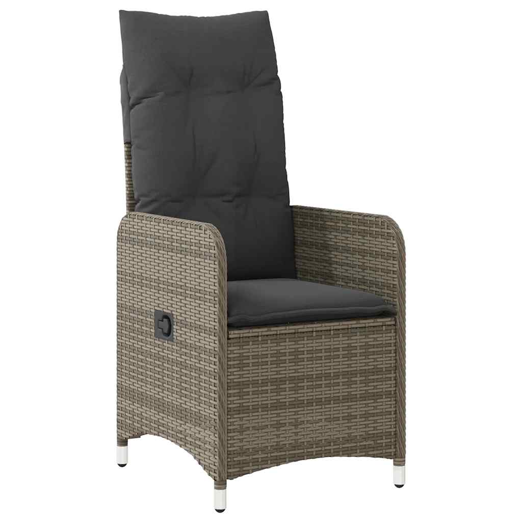 Set Bistrò da Giardino 9 pz con Cuscini in Polyrattan Grigio | homemem39