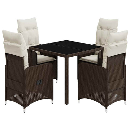 Set Bistrò da Giardino 5 pz con Cuscini in Polyrattan Marrone | homemem39