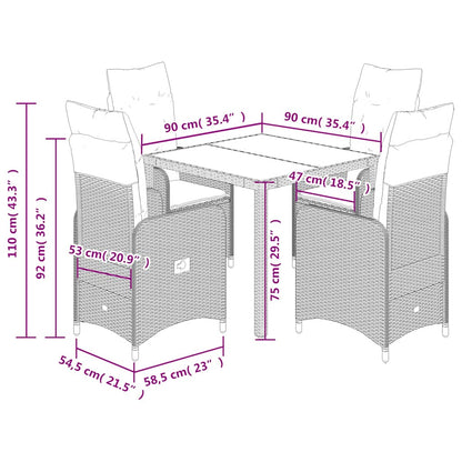 Set Bistrò da Giardino 5 pz con Cuscini in Polyrattan Marrone | homemem39