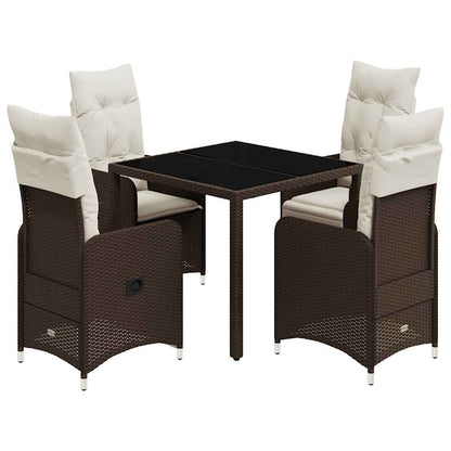Set Bistrò da Giardino 5 pz con Cuscini in Polyrattan Marrone | homemem39