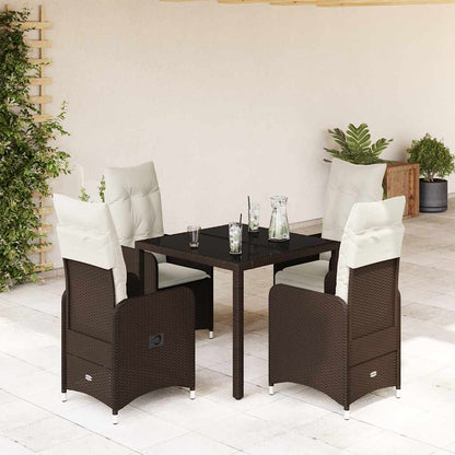 Set Bistrò da Giardino 5 pz con Cuscini in Polyrattan Marrone | homemem39