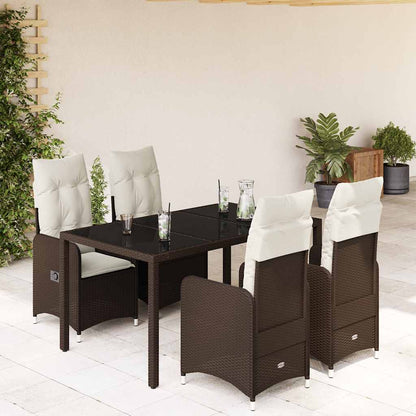 Set Bistrò da Giardino 5 pz con Cuscini in Polyrattan Marrone | homemem39