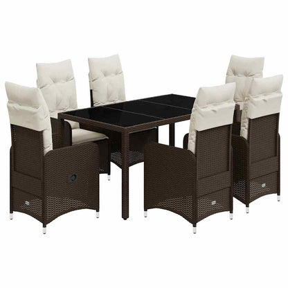 Set Bistrò da Giardino 7 pz con Cuscini in Polyrattan Marrone | homemem39