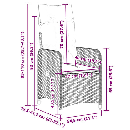 Set Bistrò da Giardino 7 pz con Cuscini in Polyrattan Marrone | homemem39