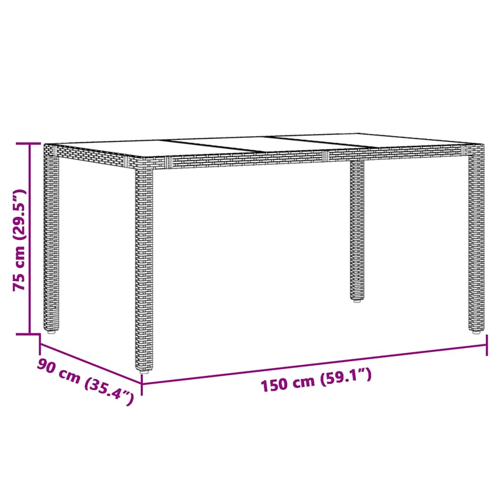 Set Bistrò da Giardino 7 pz con Cuscini in Polyrattan Marrone | homemem39