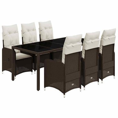 Set Bistrò da Giardino 7 pz con Cuscini in Polyrattan Marrone - homemem39