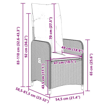 Set Bistrò da Giardino 7 pz con Cuscini in Polyrattan Marrone