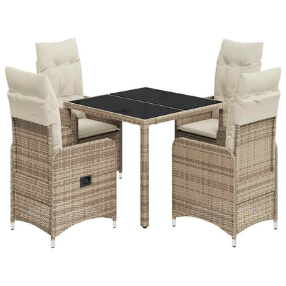 Set da Bistrò da Giardino 5 pz con Cuscini Beige in Polyrattan | homemem39