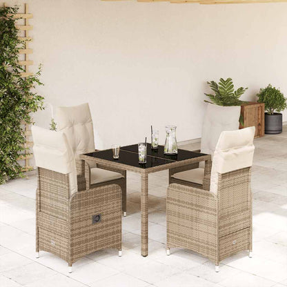 Set da Bistrò da Giardino 5 pz con Cuscini Beige in Polyrattan | homemem39
