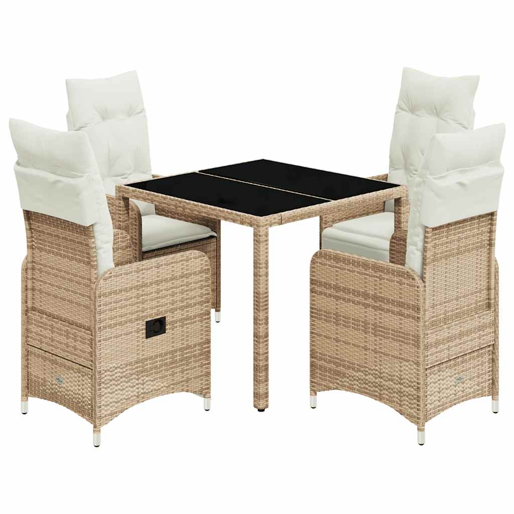 Set da Bistrò da Giardino 5 pz con Cuscini Beige in Polyrattan - homemem39