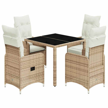 Set da Bistrò da Giardino 5 pz con Cuscini Beige in Polyrattan - homemem39