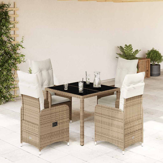 Set da Bistrò da Giardino 5 pz con Cuscini Beige in Polyrattan - homemem39
