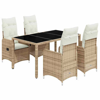 Set da Bistrò da Giardino 5 pz con Cuscini Beige in Polyrattan | homemem39