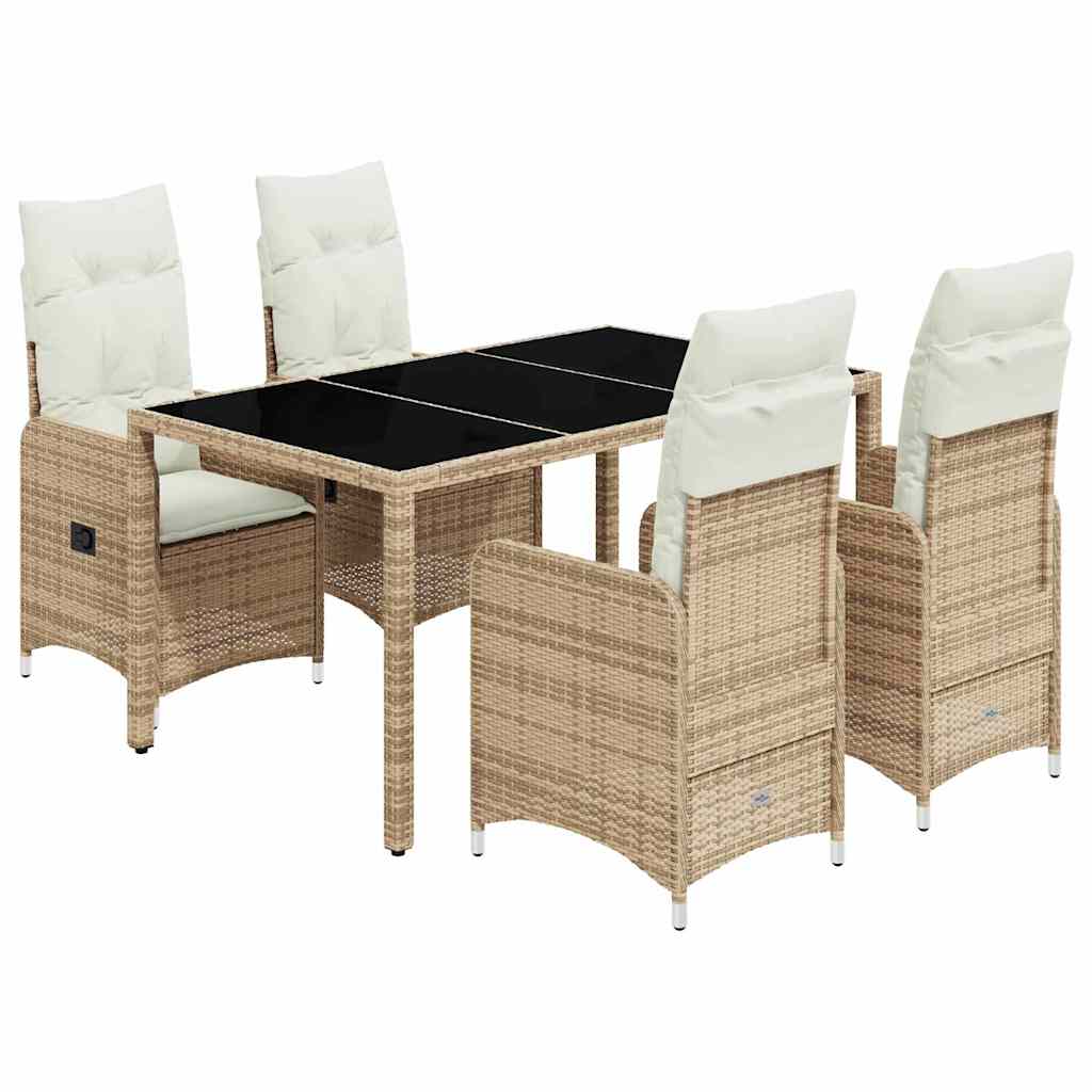 Set da Bistrò da Giardino 5 pz con Cuscini Beige in Polyrattan - homemem39