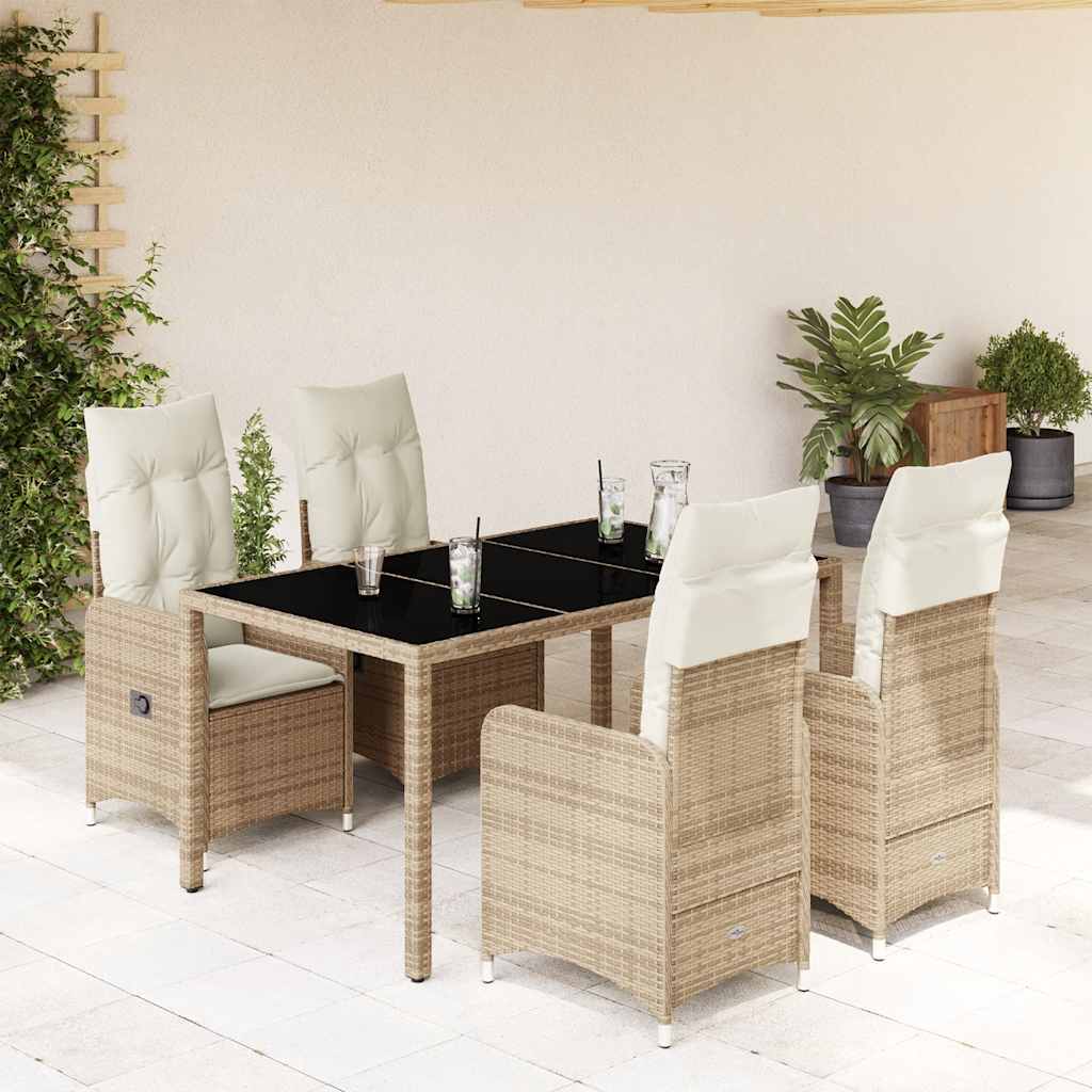Set da Bistrò da Giardino 5 pz con Cuscini Beige in Polyrattan | homemem39