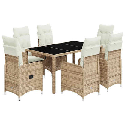 Set da Bistrò da Giardino 7 pz con Cuscini Beige in Polyrattan - homemem39
