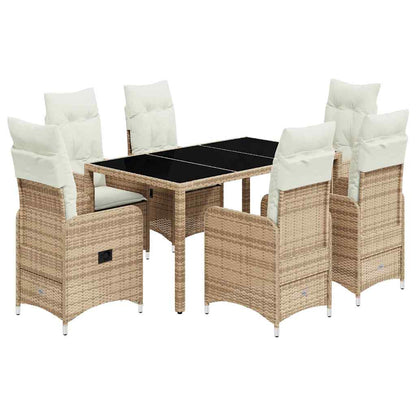 Set da Bistrò da Giardino 7 pz con Cuscini Beige in Polyrattan - homemem39