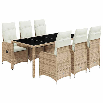 Set da Bistrò da Giardino 7 pz con Cuscini Beige in Polyrattan - homemem39