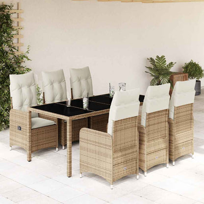 Set da Bistrò da Giardino 7 pz con Cuscini Beige in Polyrattan | homemem39