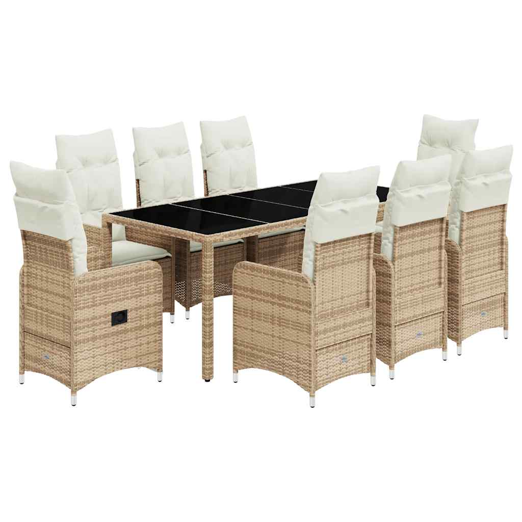Set da Bistrò da Giardino 9 pz con Cuscini Beige in Polyrattan | homemem39