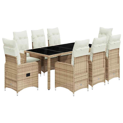 Set da Bistrò da Giardino 9 pz con Cuscini Beige in Polyrattan | homemem39