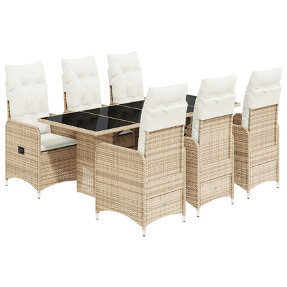 Set da Bistrò da Giardino 7 pz con Cuscini Beige in Polyrattan | homemem39