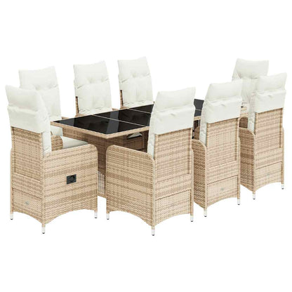 Set da Bistrò da Giardino 9 pz con Cuscini Beige in Polyrattan | homemem39